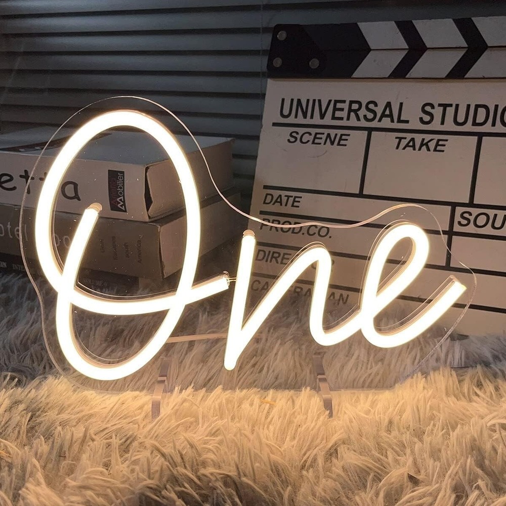 ZPLNOSIN One Year Old Birthday Table Number Neon Sign Desk Lamp Night Light USB